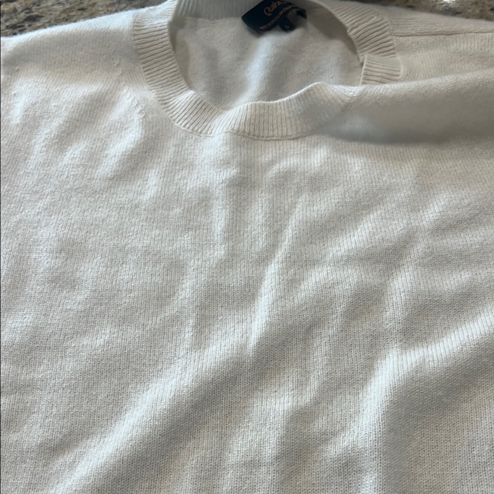 Quince White Crewneck Sweater Soft Knit Design